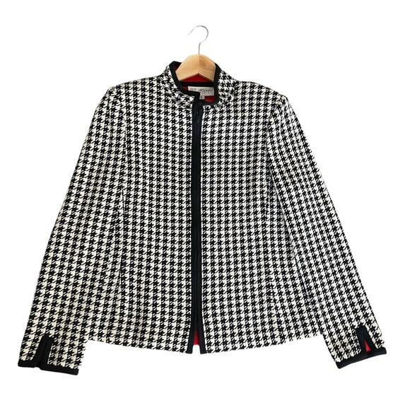 St. John Collection Women's Houndstooth Knit Jacket Black Size 8 - Picture 1 of 6